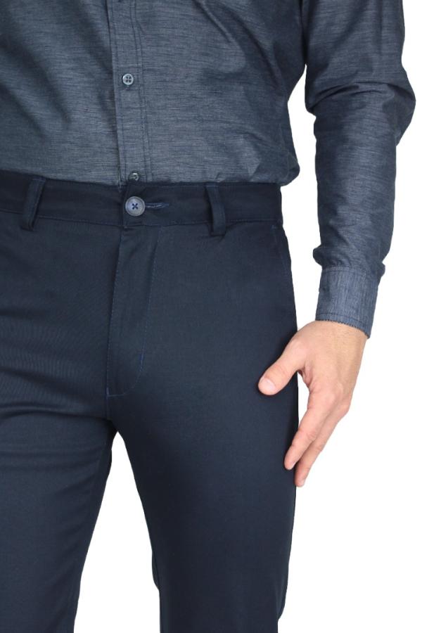 Pantalón De Gabardina Azul Marino Regular Fit Para Caballero 